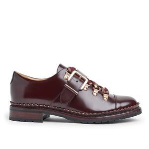 THE OFFICE OF ANGELA SCOTT Mr. Logan Maroon Leather Women's Lug Sole Oxford 37.5
